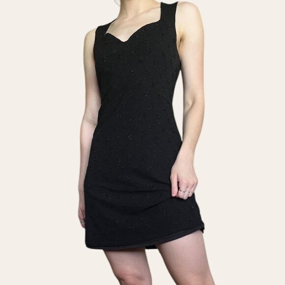 90s/2000s little black mini dress vintage sweetheart neck Studio Y Small - Picture 4 of 8